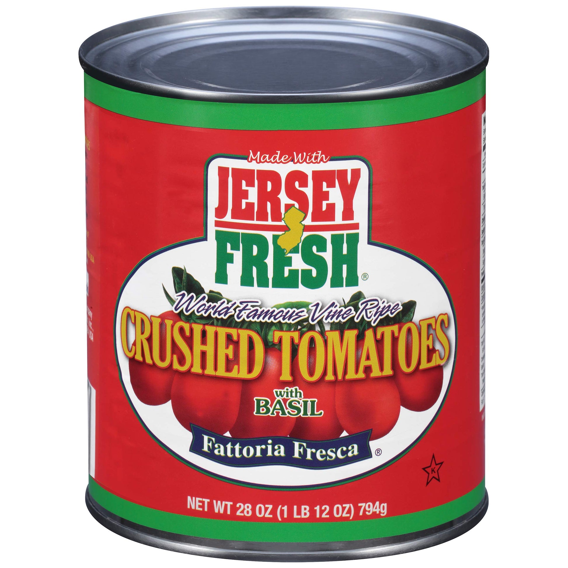 Jersey Fresh Crushed Tomatoes With Basil, Fattoria Fresca, 28 Ounce (Pack Of 12)
