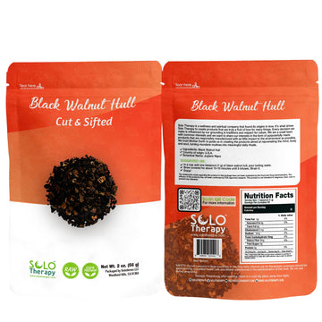 Solo Therapy Black Walnut Hull Tea - Cut and Sifted - 56 grams - Premium Quality - Resealable Bag - Juglans nigra