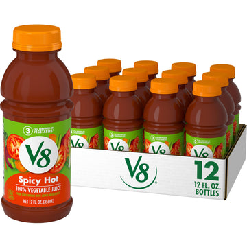 V8 Spicy Hot 100% Vegetable Juice, 12 Fl Oz Bottle (12 Pack)