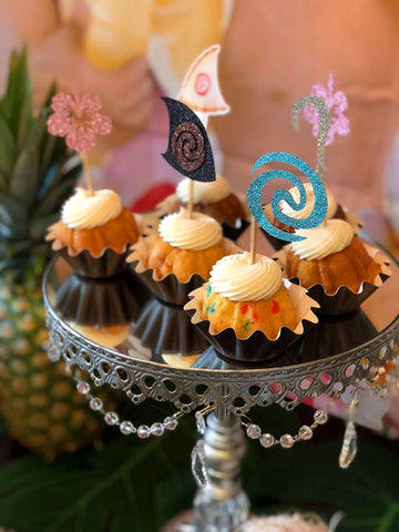 Jevenis 30 Pcs Glittery Moana Inspired Cupcake Toppers Moana Cake Toppers Hawaiian Birthday Party Decoration For Tropical Luau S