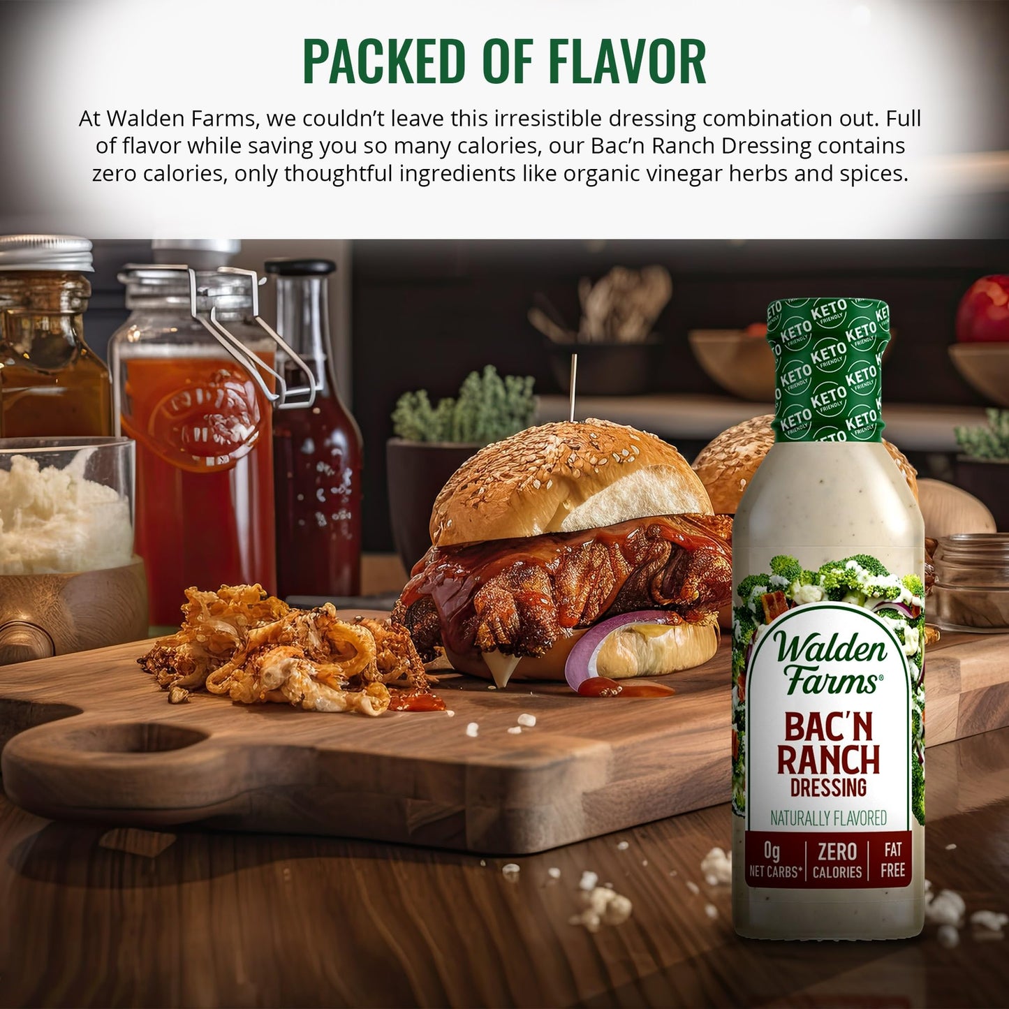 Walden Farms Bacon Ranch Dressing, Sugar Free, Calorie Free, Fat Free, Carb Free, Gluten Free, 12 oz
