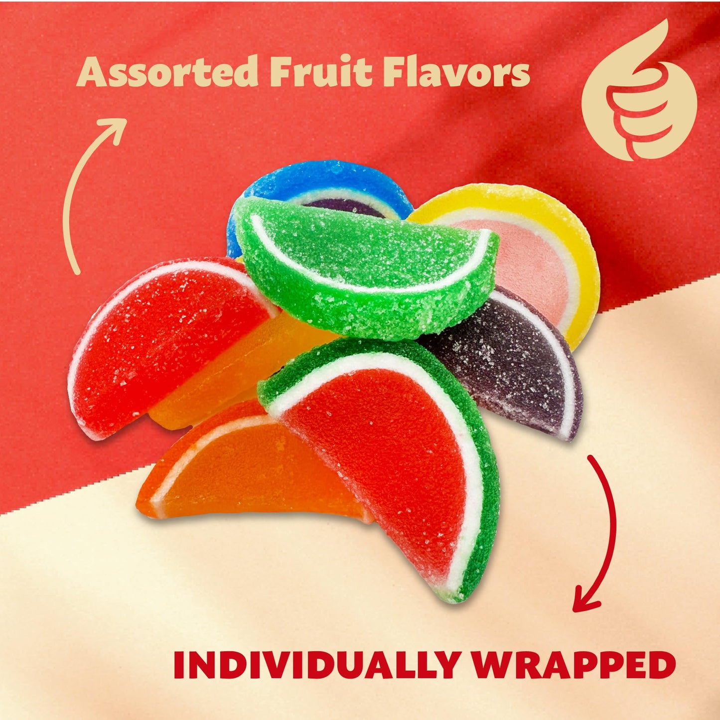 Fruit Slices Jelly Candy | 1.5 Pound Pack | Assorted Flavors | Individually Wrapped Old-Fashioned Sweets