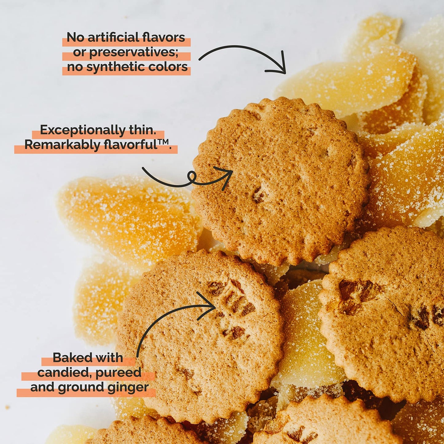 Dewey'S Bakery Triple Ginger Cookie Thins | No Artificial Flavors, Synthetic Colors Or Preservatives | Baked In Small Batches |