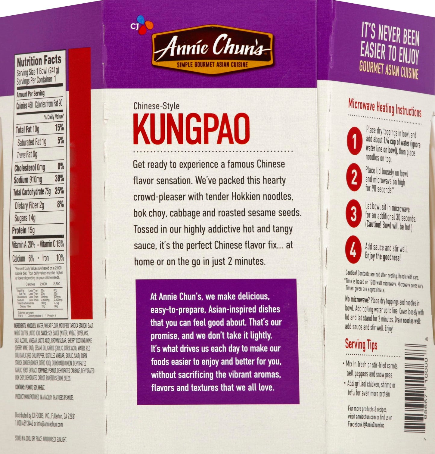 Annie Chun s Noodle Bowl, Chinese-Style Kung Pao, Vegan, Non-GMO, 8.5-oz (Pack of 6)