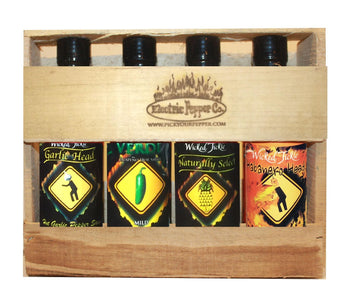 Wicked Tickle Hot Sauce Gift Set - Habanero, Jalapeo, Garlic, Pineapple, 4 Pack, 5 oz