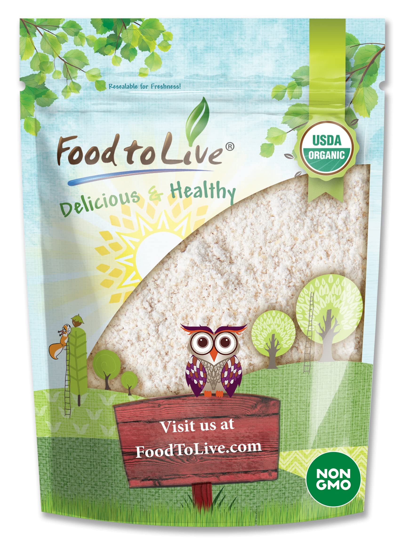 Food to Live Organic Hulled Buckwheat Flour, 5 Pounds Non-GMO, Finely Milled Raw Groats, Kosher, Vegan Powder. Good Source of Fi