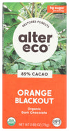 Alter Eco Orange Blackout Organic Dark Chocolate Bar, 85% Cacao, Gluten Free, Additives Free, 2.65 Ounces (Pack Of 12)