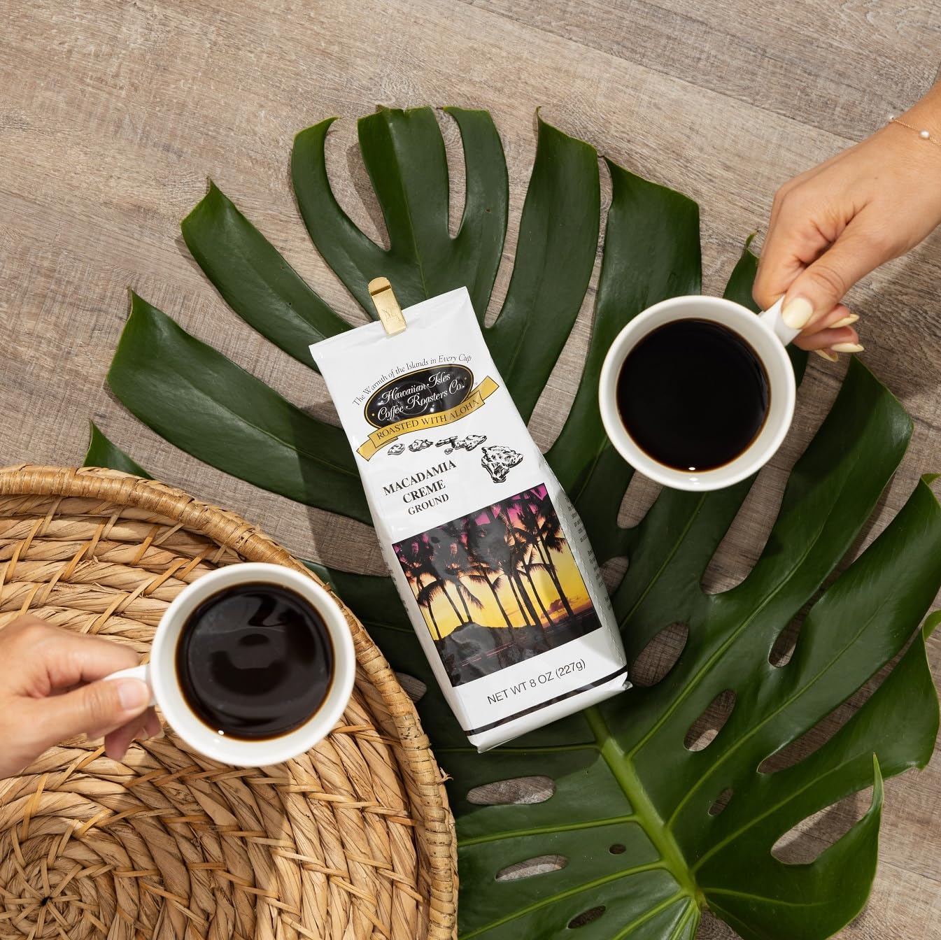 Hawaiian Isles Macadamia Creme Flavored, Light Roast Ground Coffee, Roasted With Aloha - 8 Ounce Bag
