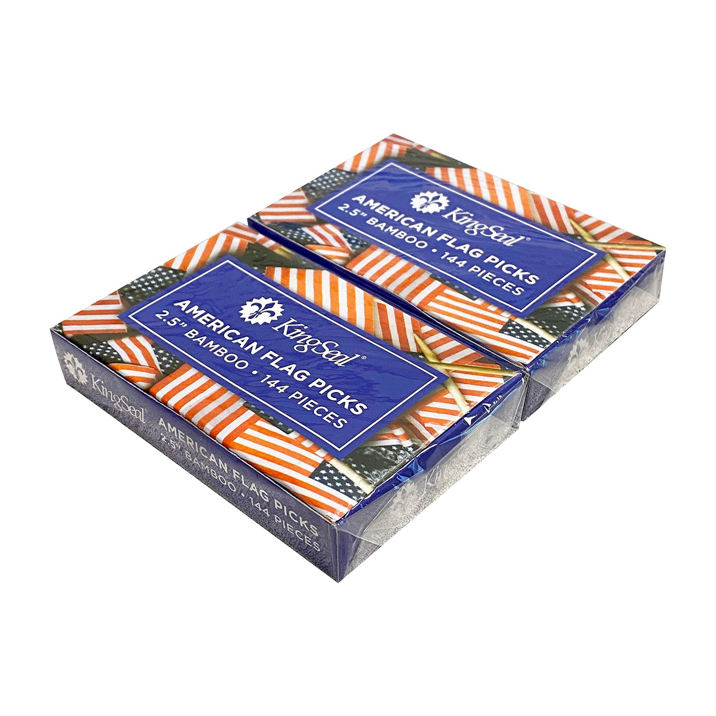 Kingseal American Usa Flag Toothpicks, 2.5 Inch, Ideal For Sandwiches, Appetizers, Cupcake Toppers, And More! - 2 Packs Of 144 E