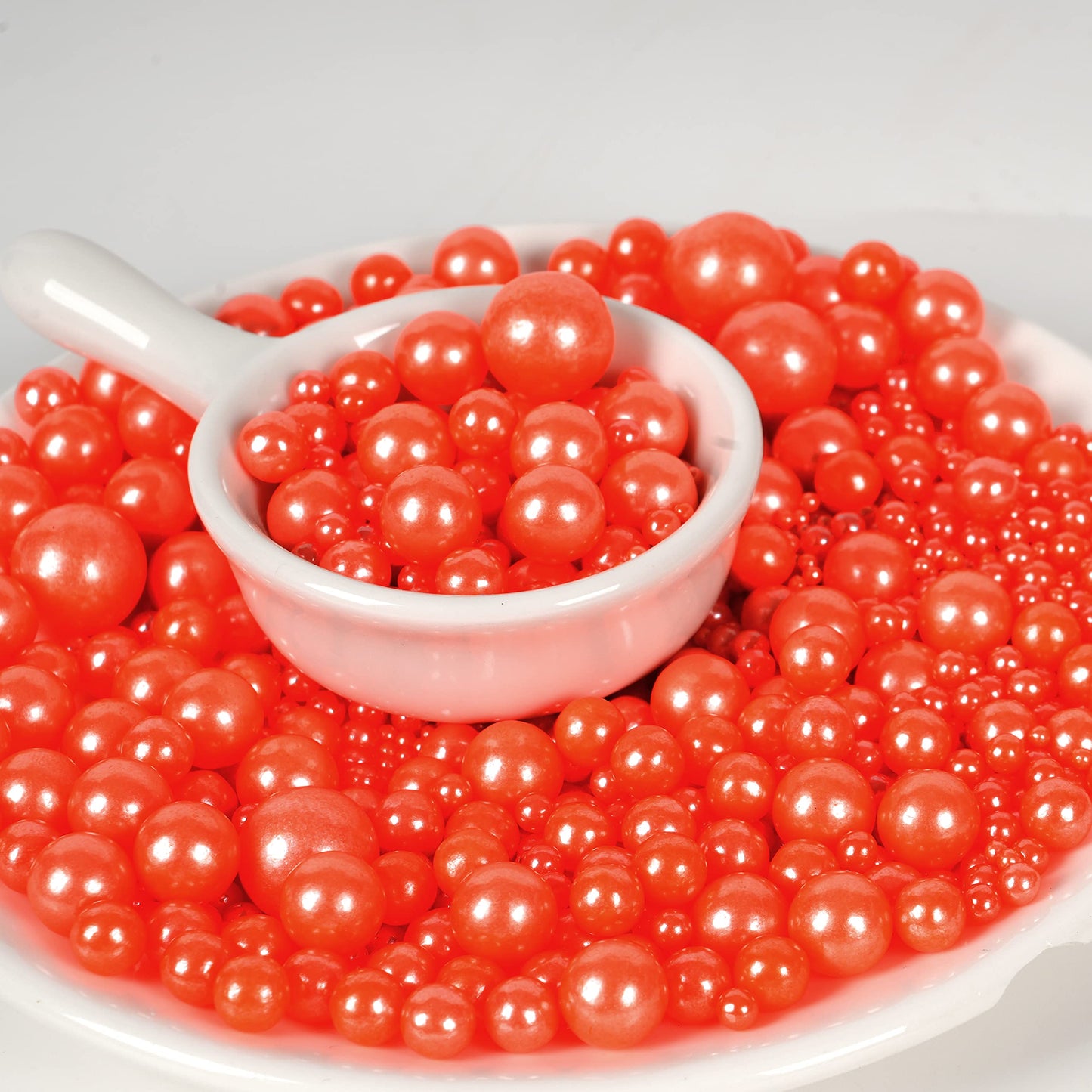 KASVAN Orange Pearl Sugar Sprinkles - Edible Cake Decorations, 130g, Mix Size, Ice Cream Toppings, Wedding & Party Supplies