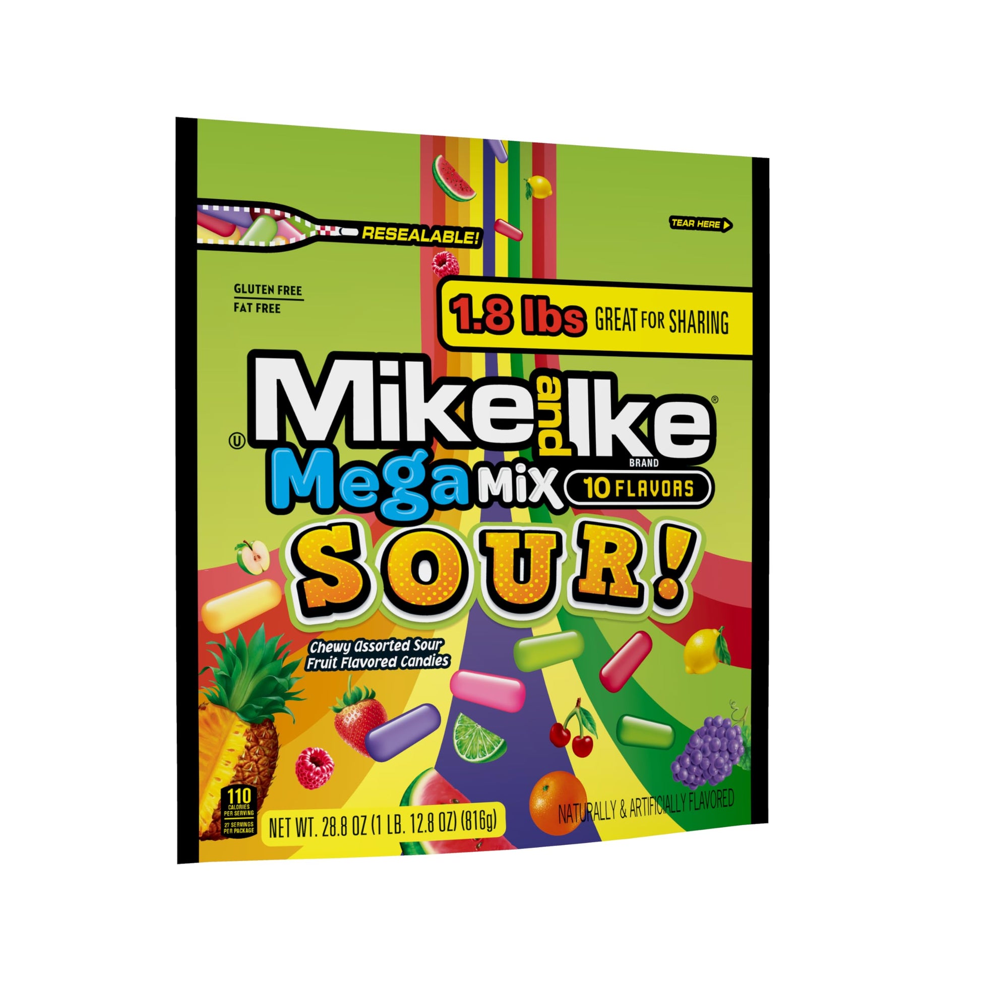 Mega Mix Sour Mike And Ike Candy, 28.8 Ounce Bag (Pack Of 1), Chewy Candy, Vending Machine Candy, Gummy Candy Mix, Sour Candy