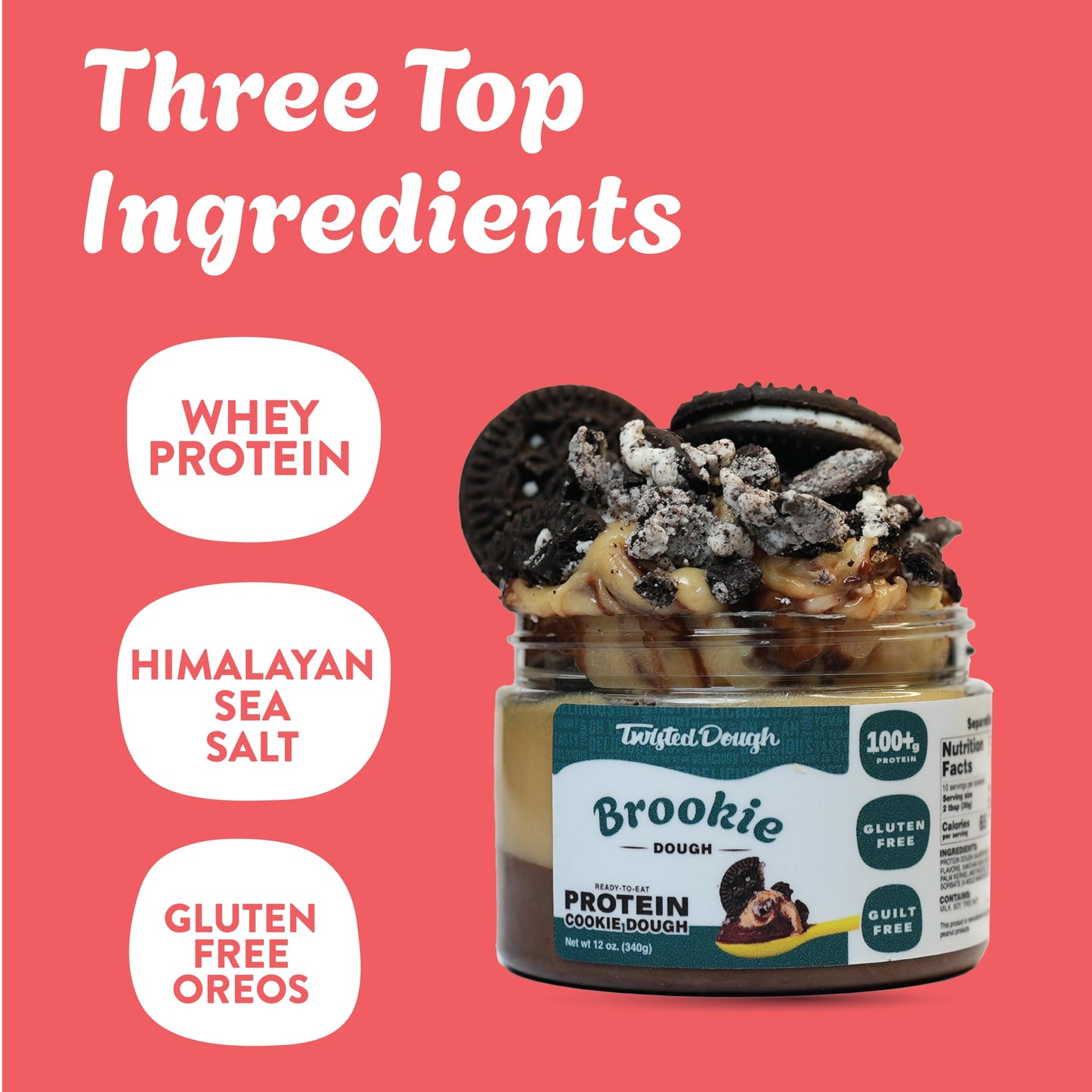Twisted Dough - 2 Pack Brookie Protein Cookie Dough | Healthy Edible Dessert | 100 Grams Of Whey Protein | Protein Packed Cookie
