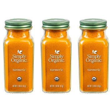 Simply Organic Ground Turmeric Root, 2.38 Ounce, Distinct Aroma, Ginger & Pepper-Like Flavor, Kosher, Non Gmo (Pack Of 3)