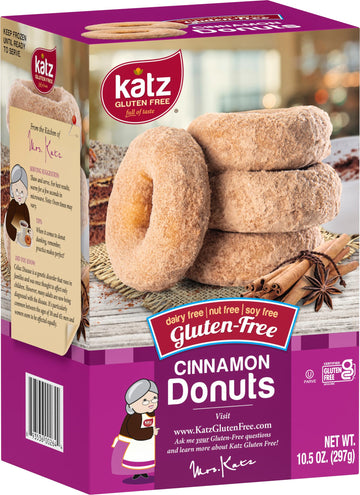 Katz Gluten Free Cinnamon Donuts | Dairy Free, Nut Free, Soy Free, Gluten Free | Kosher (1 Pack Of 6 Donuts, 10.5 Ounce)