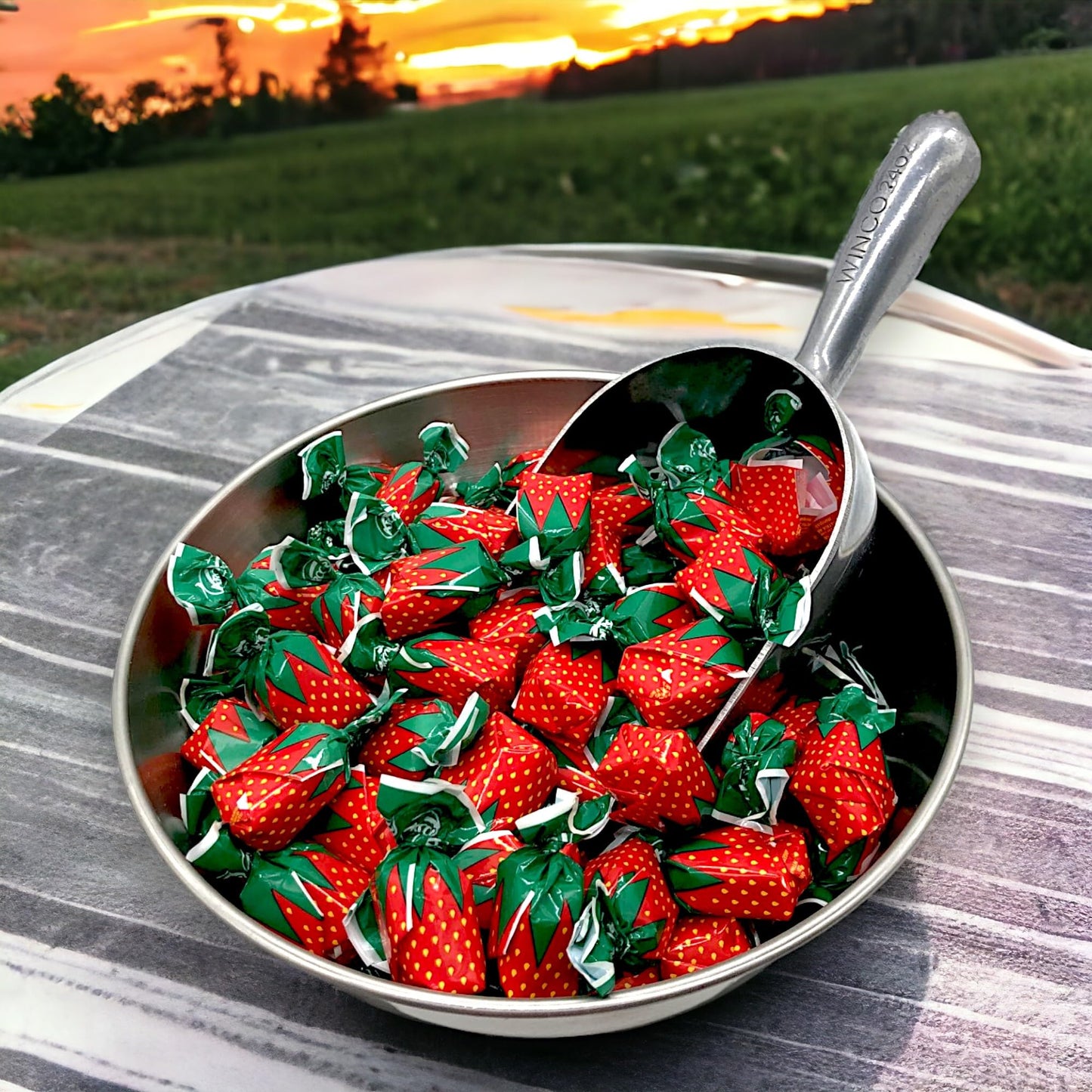KLUB BULK Gourmet Strawberry Hard Candy - Individually Wrapped Bon Bons - 1.5 lbs (Approx. 100 Pieces) - Medium Size