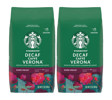 Starbucks Decaf Ground Coffee, Caffè Verona, Dark Roast Decaffeinated Ground 100% Arabica Coffee, Notes Of Dark Cocoa & Caramelized Sugar, 12-Ounce Bag (Pack Of 2)