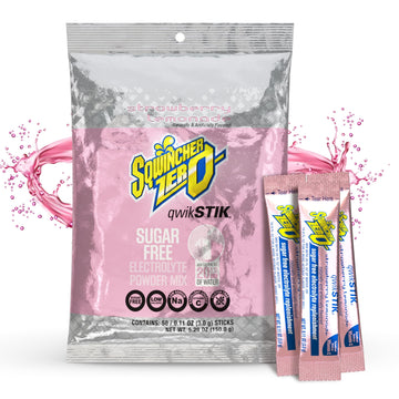 Sqwincher Zero Qwik Stik, Sugar Free, Low Calorie, Low Sodium Electrolyte Powder Hydration Drink Mix, Strawberry Lemonade, .11 0Z Packet (Pack Of 50)