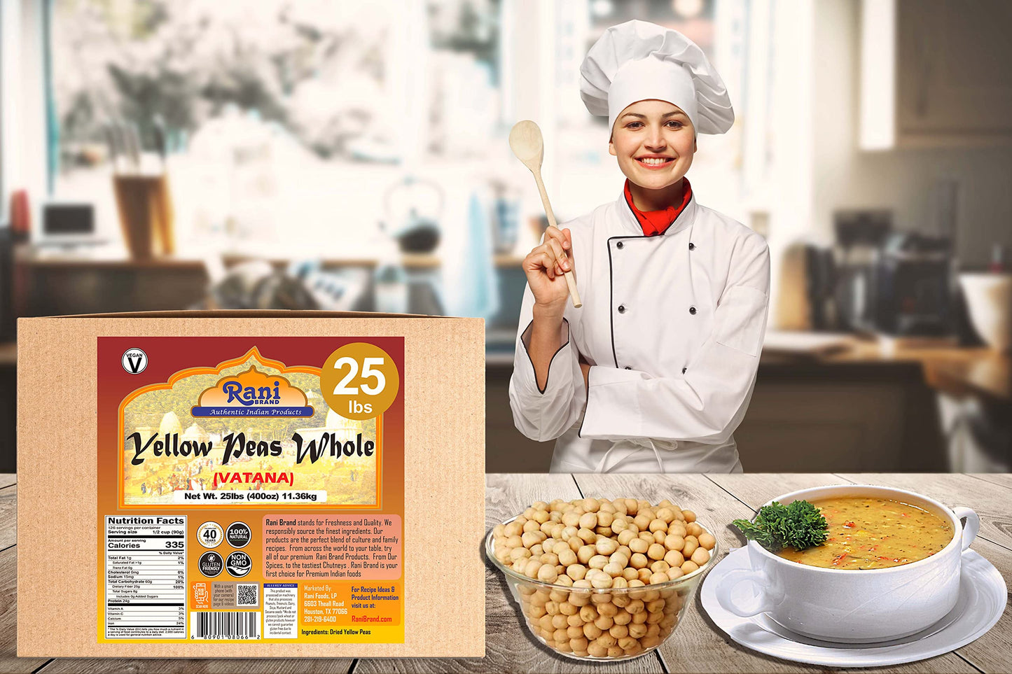 Rani Yellow Peas Whole, Dried (Vatana, Matar) 400Oz (25Lbs) 11.36Kg Bulk Box ~ All Natural | Vegan | Gluten Friendly | Product O
