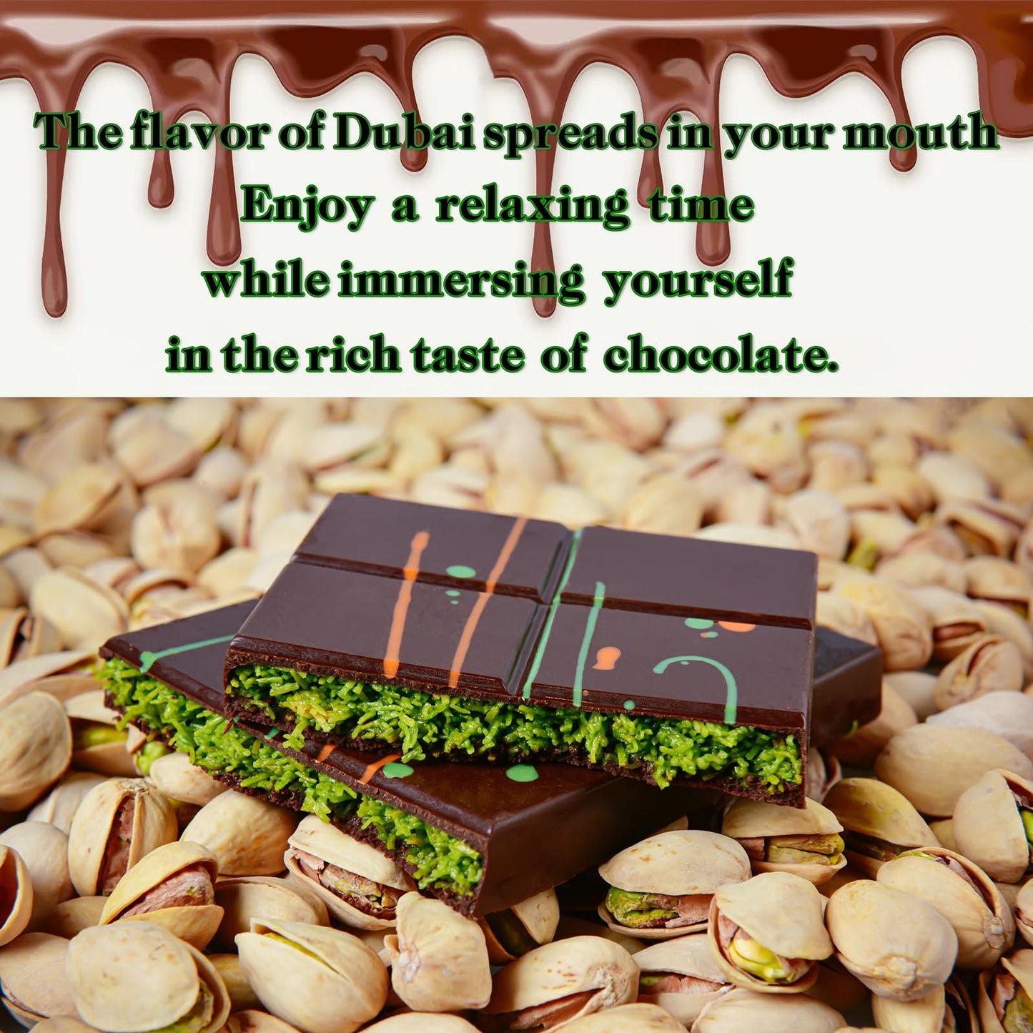 TXDYNLLK Dubai Pistachio Chocolate Bar, Premium Chocolate with Pistachio Cream, 3.88 oz (110g), Ideal for Gifting or Indulgence