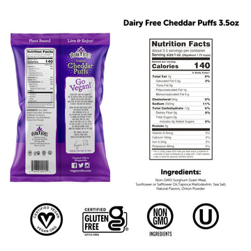 Vegan Robs Cheddar Puffs Tasty Baked Vegan Cheese Bites - Plant-Based Healthy Snacks for Kids & Adults - Dairy Free & Gluten Fr
