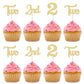 24Pcs 2Nd Birthday Cupcake Toppers Glitter Second Birthday Two Cupcake Picks For Baby Shower 2Nd Birthday Anniversary Party Cake