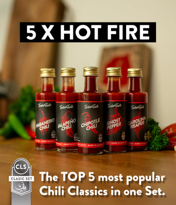 Timber Taste Classic Hot Sauce Gift Set [5X1.35 Oz] Hot Sauce Variety Pack - Spicy Condiment Set For Heat Lovers In Mini Bottles