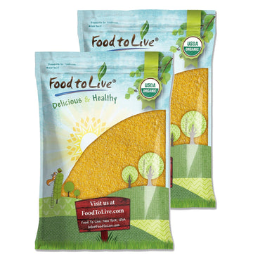 Food to Live Organic Yellow Polenta, 20 Pounds - Non-GMO Yellow Corn Grits, Ground Cornmeal, Quick Cooking, Vegan, Kosher, Bulk,