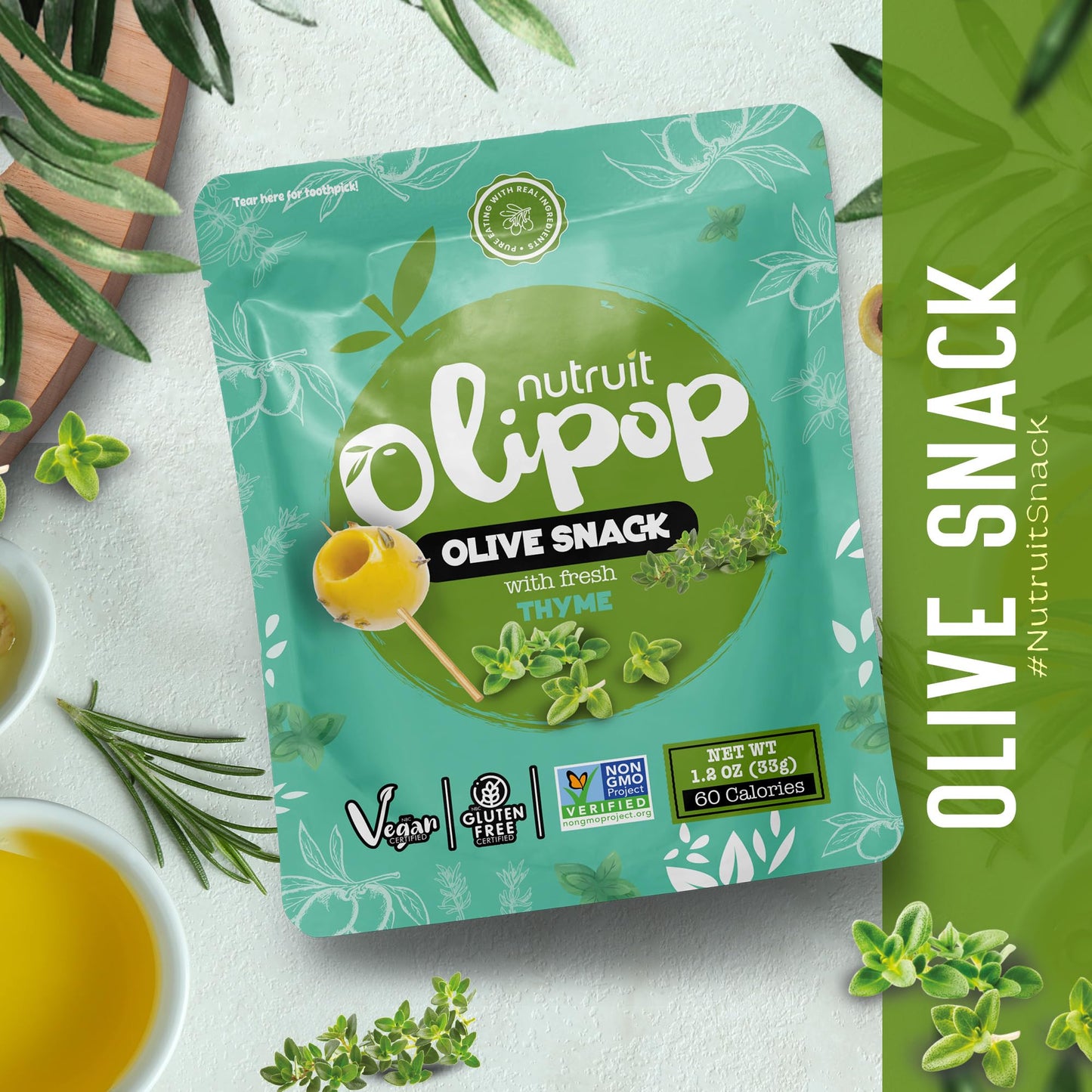 Nutruit Pitted Olive Snacks - Vegan, Non-GMO, Gluten Free - 1.2oz (20-Pack)