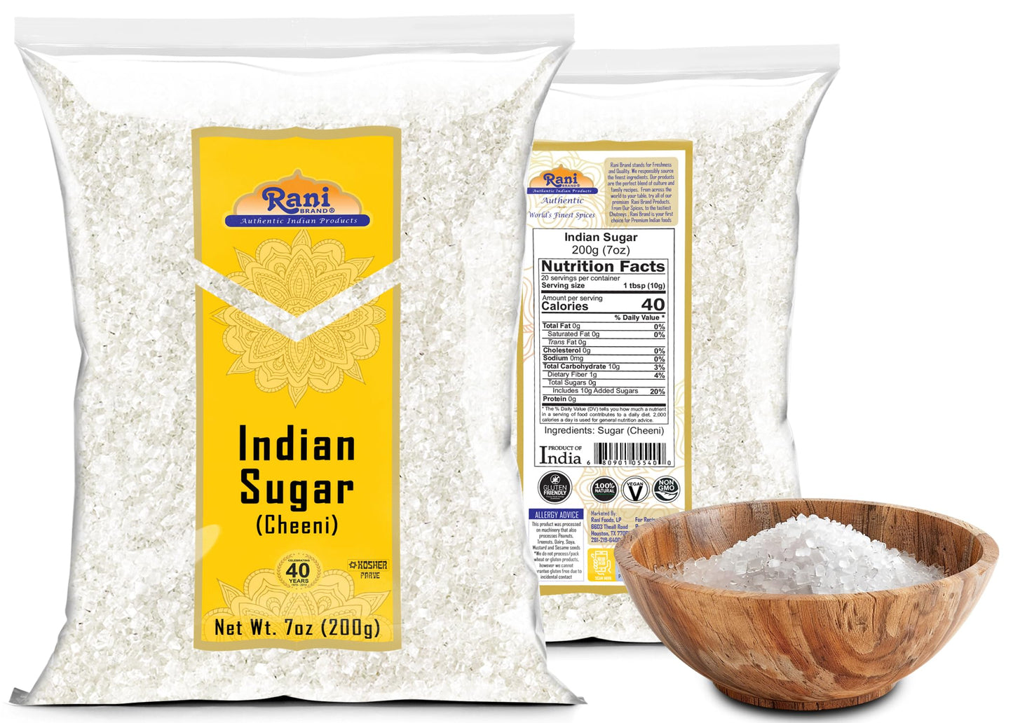 Rani Indian Sugar (Cheeni) 7oz | All Natural, Gluten Friendly, Kosher, Vegan, Indian Origin