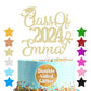 EDSG Personalized Cake Topper Custom Congrats Graduation Hat Double Sided Glitter Card Champagne Gold Class of 2025