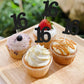 Sumerk 24Pcs Number 16 Cupcake Toppers Black Glitter 16Th Birthday Cupcake Picks Anniversary Party Decorations