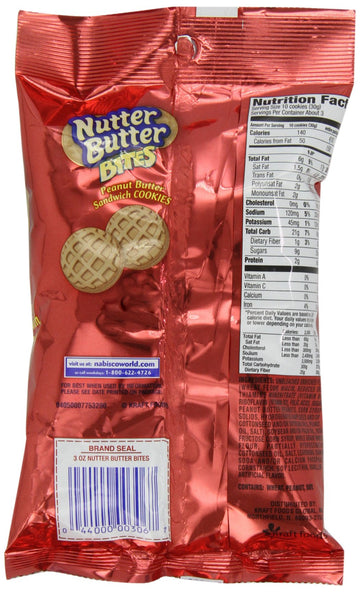 NABISCO Nutter Butter Bites Cookies, 3-Ounce (Pack of 12), Delicious Snack Treat