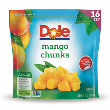 Dole Frozen Mango Chunks, Naturally Gluten Free Fruit, Great for Smoothies, 16 Oz Resealable Bag