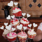 Gyufise 30Pcs Heart Cupcake Toppers Glitter Sweet Love Theme Cupcake Picks Valentine'S Day Cake Decorations For Wedding Engageme