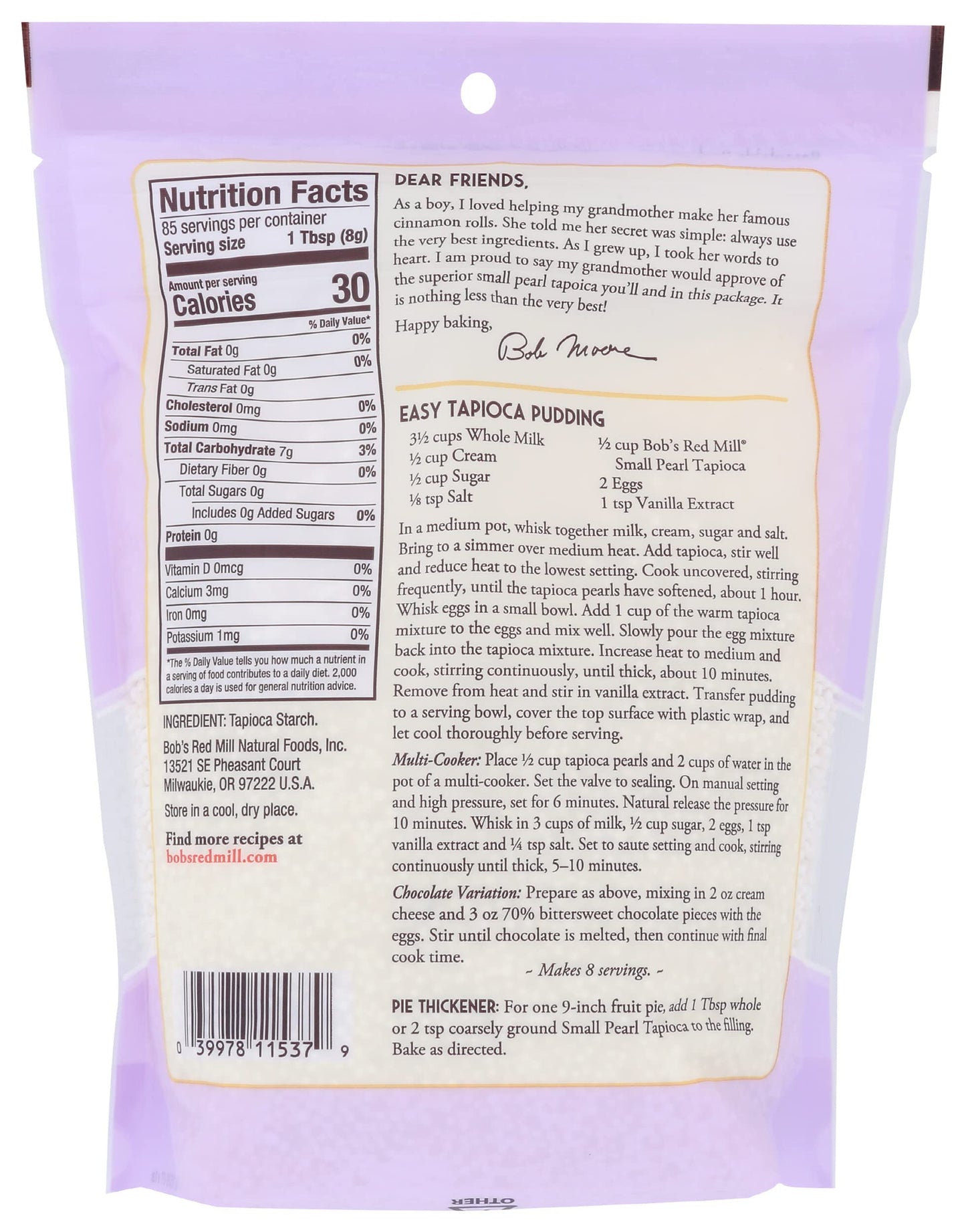 Bobs Red Mill Tapioca Small Pearl 24 Ounce Pack of 1