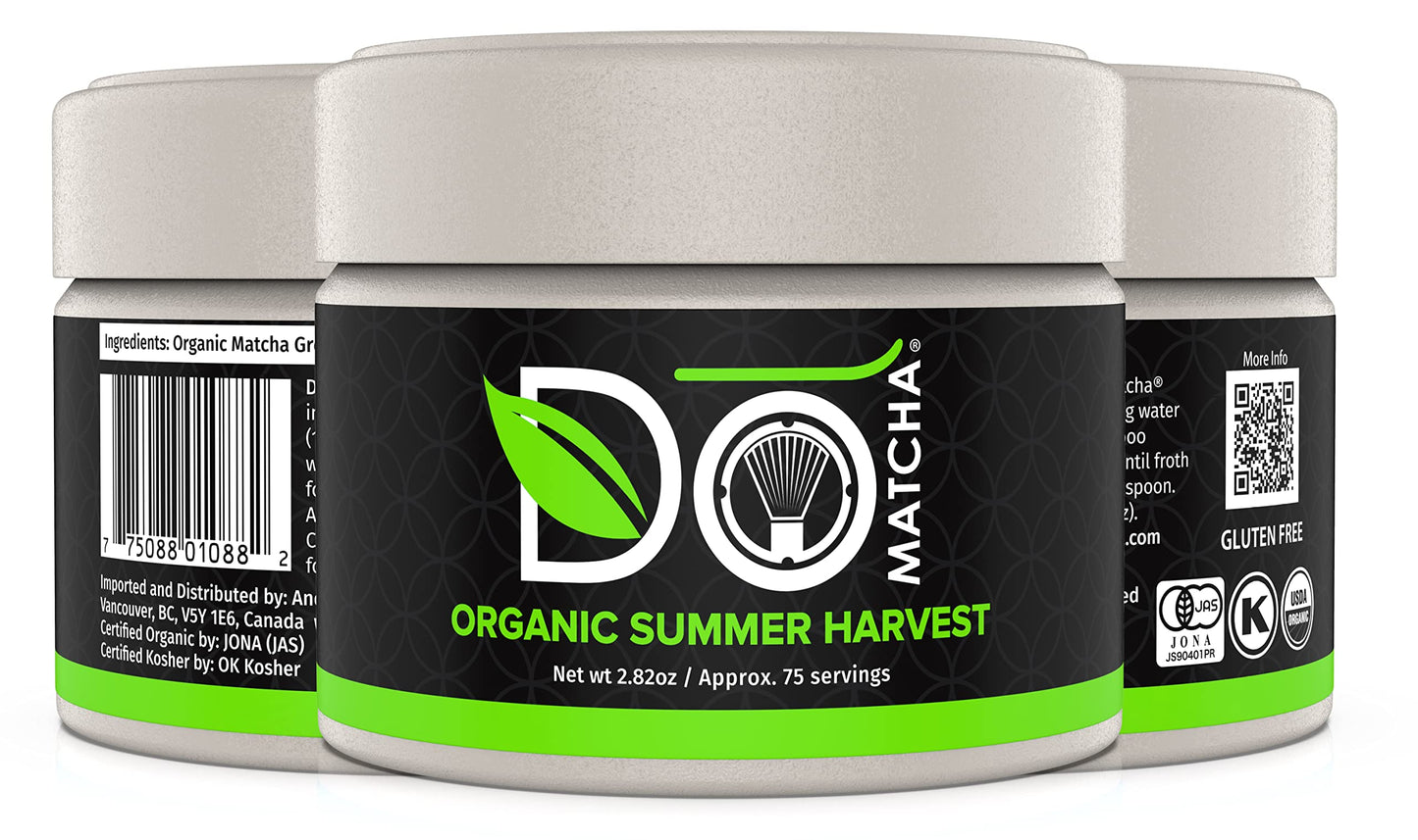 Domatcha, Organic Summer Harvest Matcha Powder, Authentic Japanese Green Tea, Latte Grade, 2.82 Oz