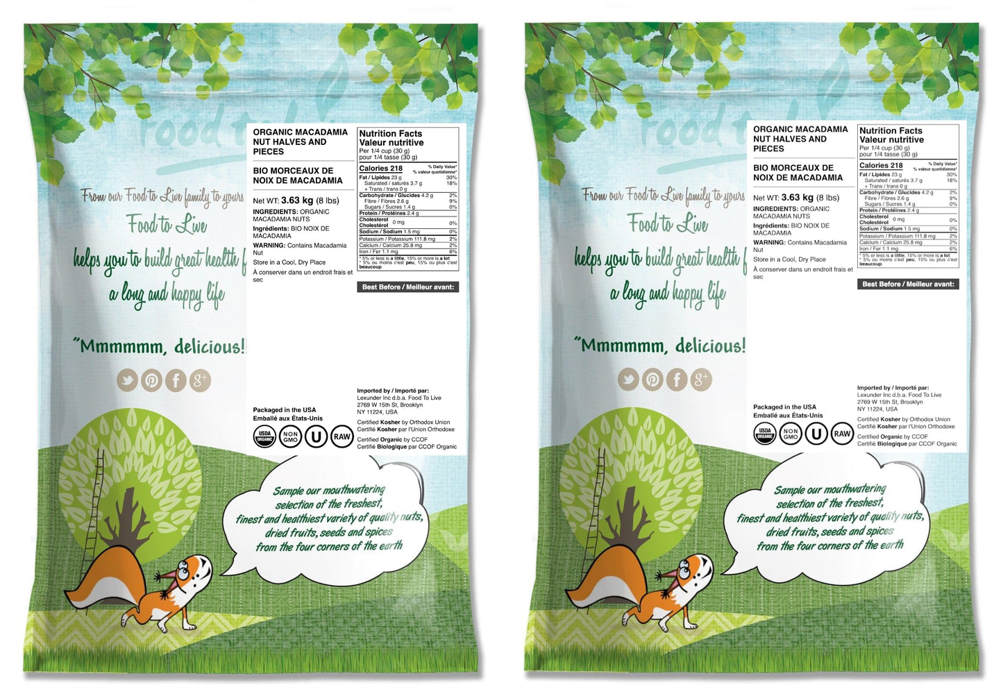 Food to Live Organic Macadamia Nut Halves & Pieces, 16 Pounds - Non-GMO, Raw, Shelled, Unsalted, Kosher, Vegan, Bulk. Keto Snack