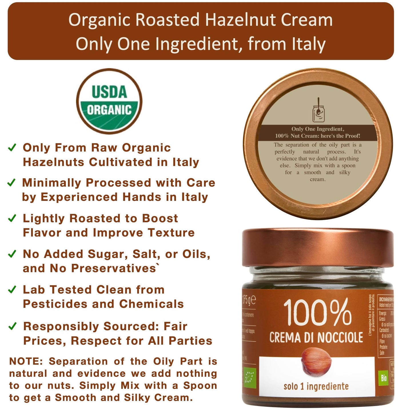 Welleatable Organic Roasted Hazelnut Cream, +6 Mins Mixing Required Before First Use, 100% One Ingredient, No Sugar Added, No Pa