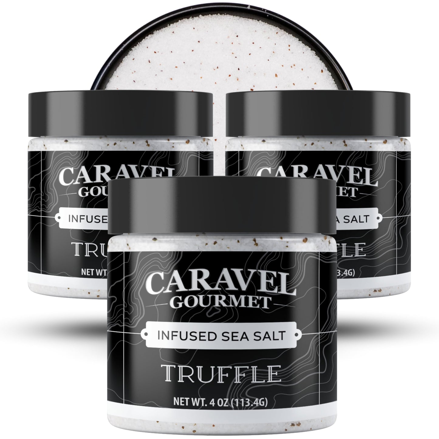 Caravel Gourmet Truffle Sea Salt 4 oz Jar 3-Pack - White