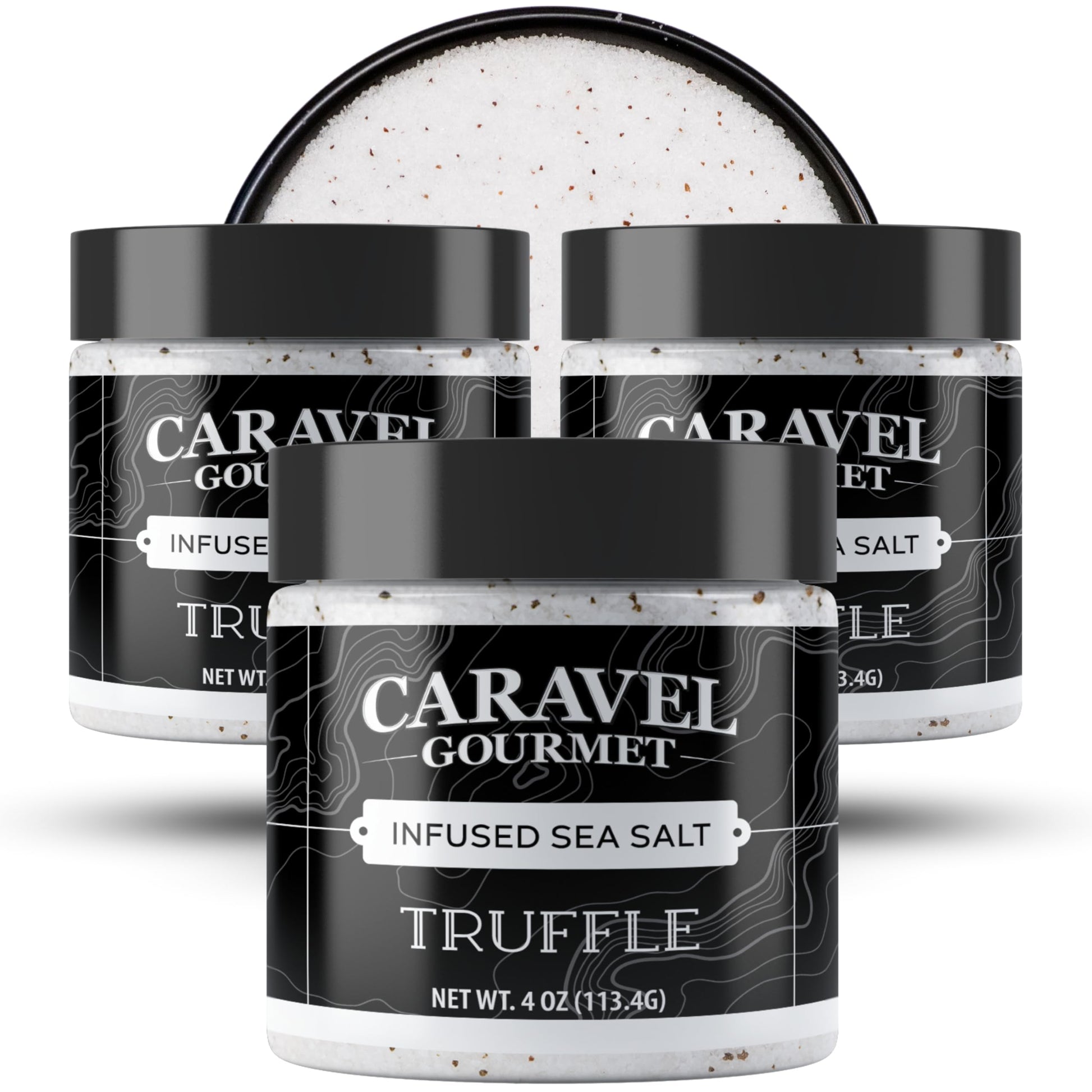 Caravel Gourmet Truffle Sea Salt 4 oz Jar 3-Pack - White