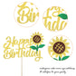 YCTHUNFISH Happy Birthday Cake Topper Glitter Sunflower Decoration for Kids Parties, Summer Baby Showers, 1 Pack
