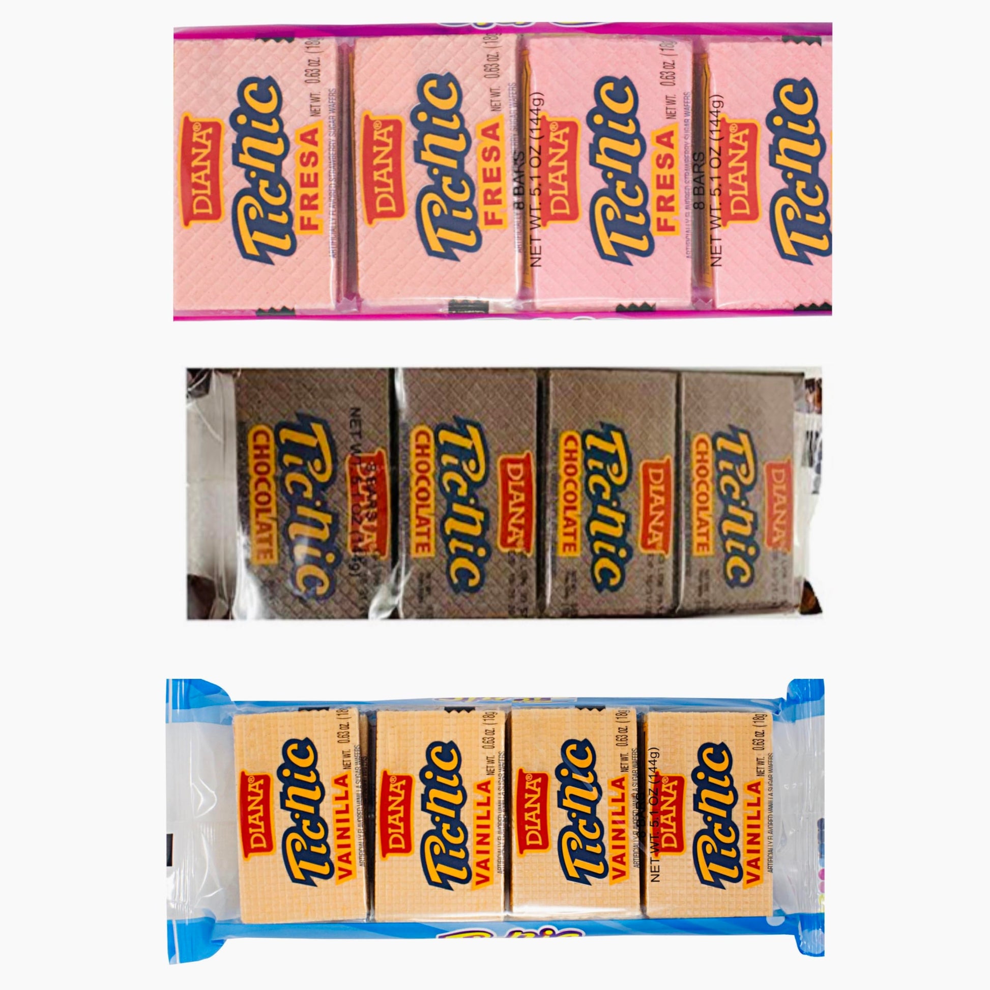 Generic GALLETAS PICNI DIANA RELLENAS DE 3 SABORES FRESA, VAINILLA, Y CHOCOLATE 1 PACK DE CADA SABOR 24 GALLETITAS