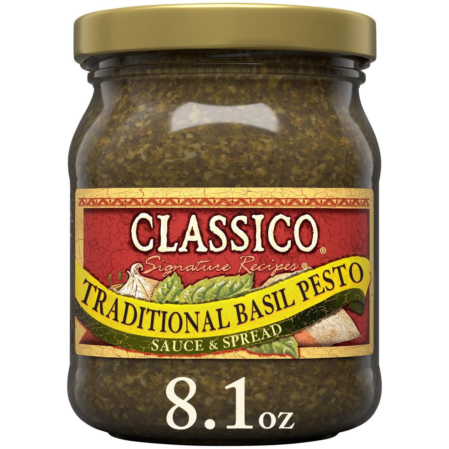 Classico Signature Recipes Traditional Basil Pesto Sauce & Spread, 8.1 oz Jar