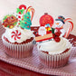 60 Pcs Edible Cupcake Toppers - Santa Claus, Snowman, Christmas Tree Picks - Merry Christmas Cake Decorations For Xmas, New Year & Birthday Parties