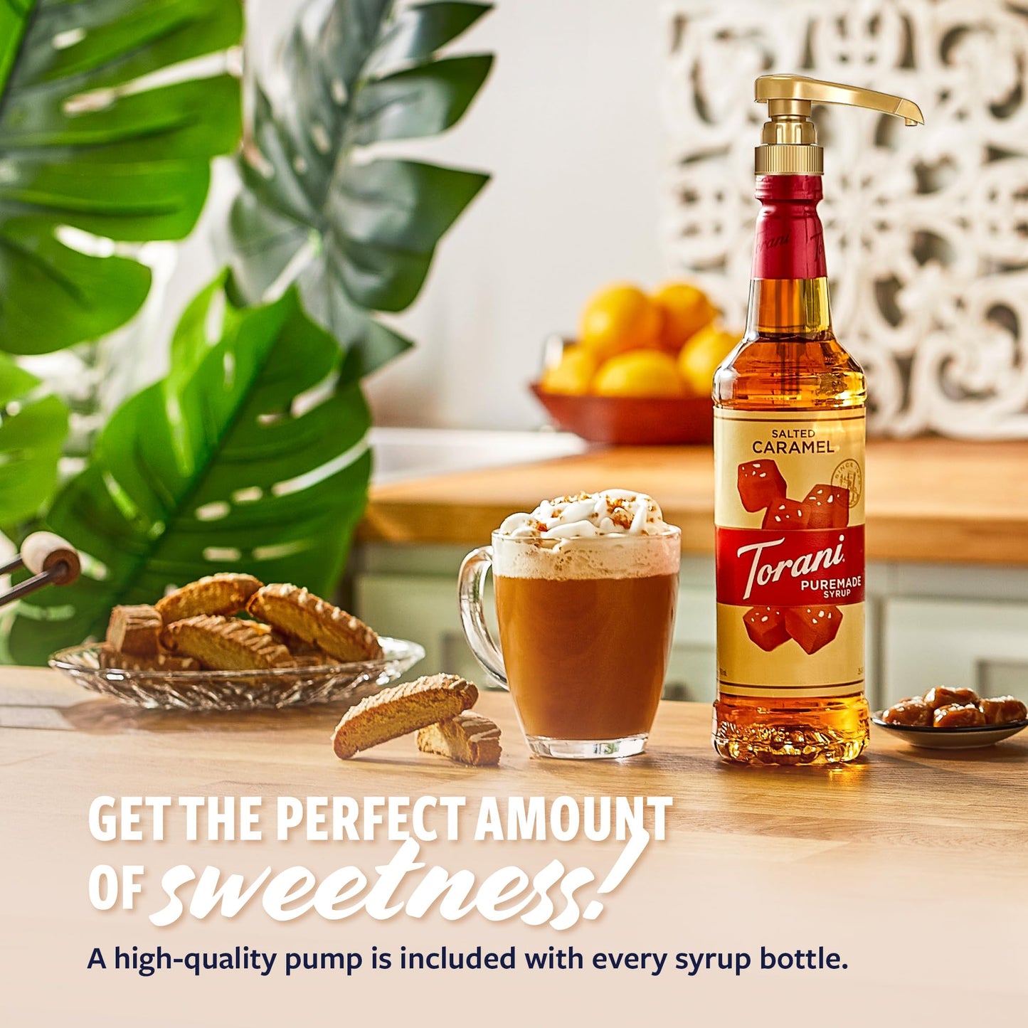 Torani Puremade Syrup, Salted Caramel Flavoring For Drinks, Pump Included, 25.4 Fl Oz