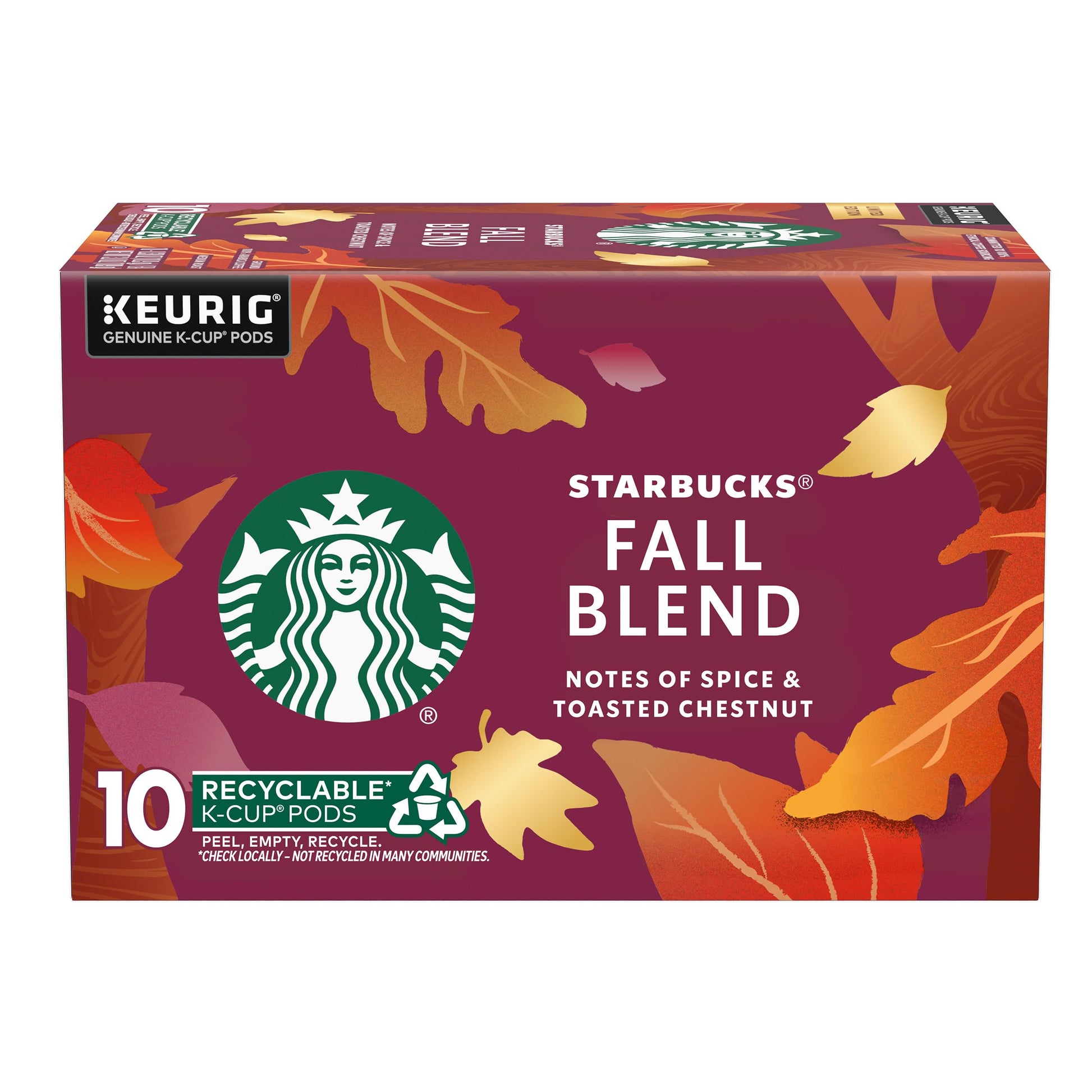 Starbucks K-Cup Coffee Pods, Medium Roast Coffee for Keurig Coffee Makers, Fall Blend, 100% Arabica, Limited Edition, 1 Box (10 