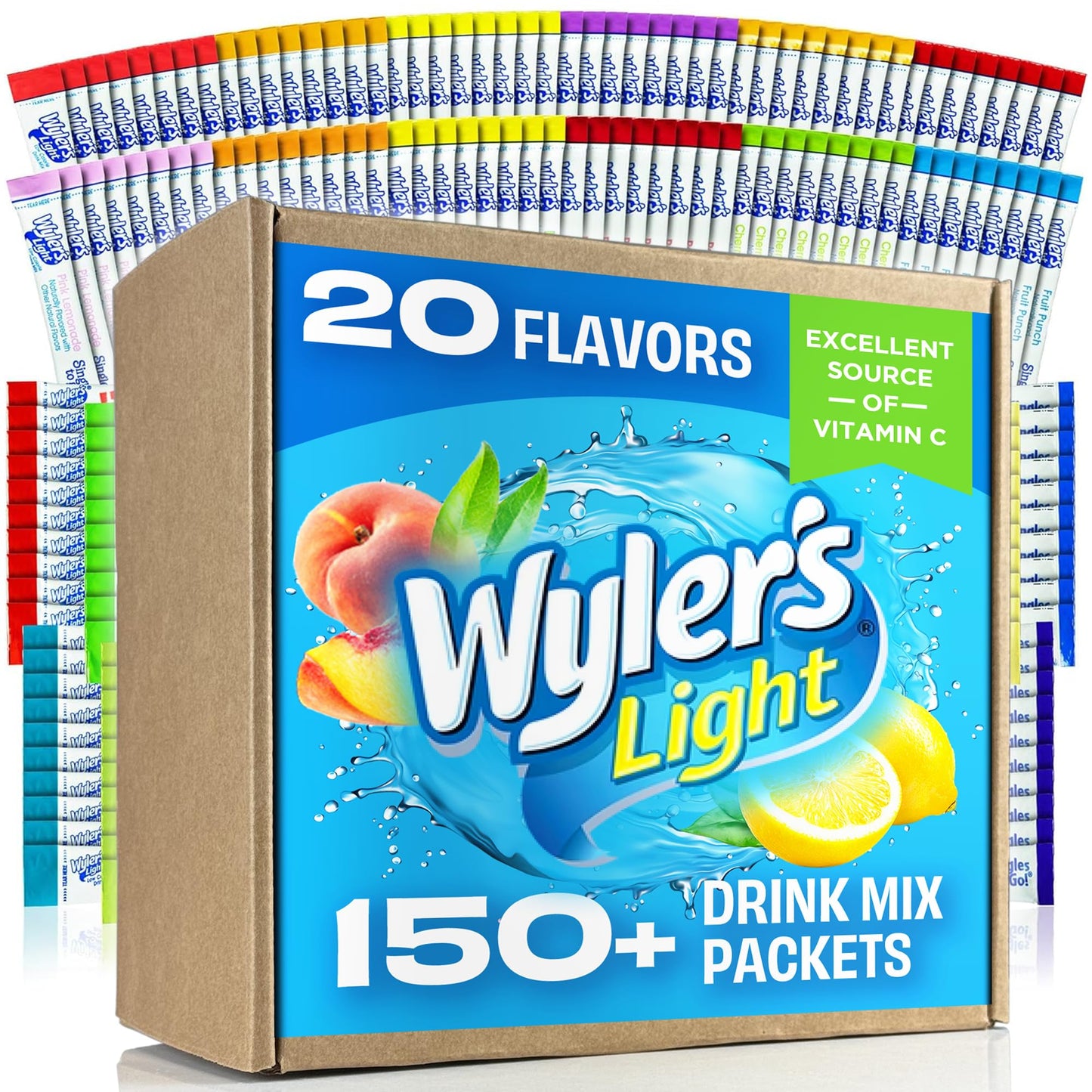 Wylers Light Sugar Free Drink Mix Variety Pack - 20 Flavors, 176 Packets, 0.1 Ounce Each