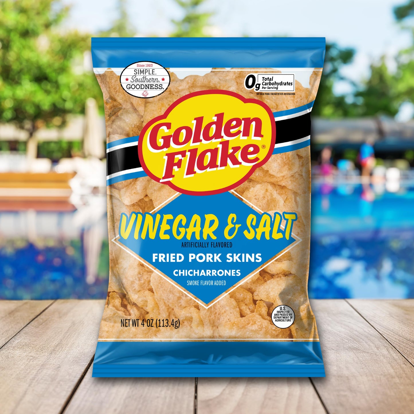 Golden Flake Salt & Vinegar Pork Rinds  4 oz Bags (Pack of 12) - Tangy & Savory Pork Skins - Gluten-Free  Low Carb  Keto Snack with Bold Southern Flavor