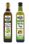 De La Rosa Organic Extra Virgin Olive Oil & White Wine Vinegar, Vegan, Non-GMO, 16.9 Oz (Pack of 2)