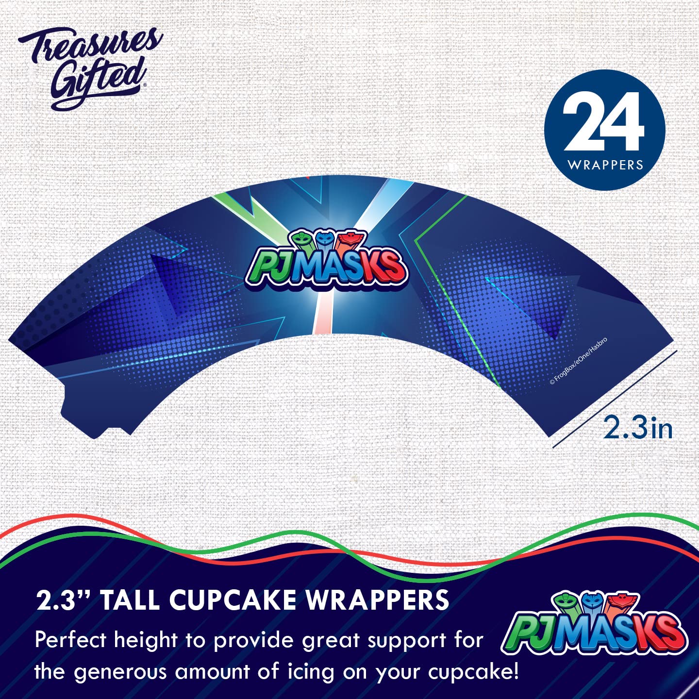 Treasures Gifted Officially Licensed Pj Masks Cupcake Toppers & Wrappers 24Ct - Pj Masks Birthday Party Supplies - Pj Mask Party
